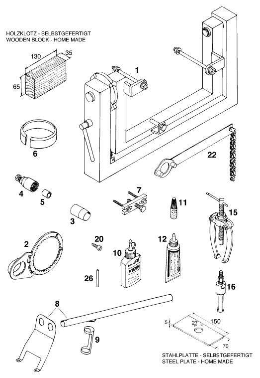Sprängskiss: Special Tools (Engine) – KTM 620 SX WP