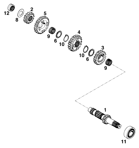 Sprängskiss: Transmission I - Main Shaft – KTM 620 SX WP