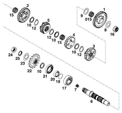 Sprängskiss: Transmission II - Countershaft – KTM 620 SX WP
