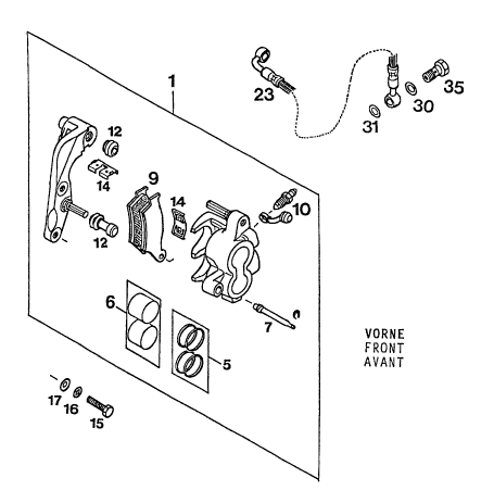 Sprängskiss: Front Brake Caliper – KTM 400 DUKE/ 20kW