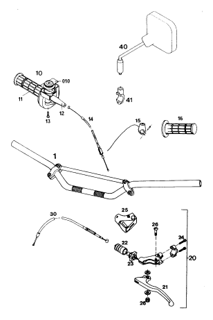 Sprängskiss: Handlebar, Controls – KTM 440 MXC '94