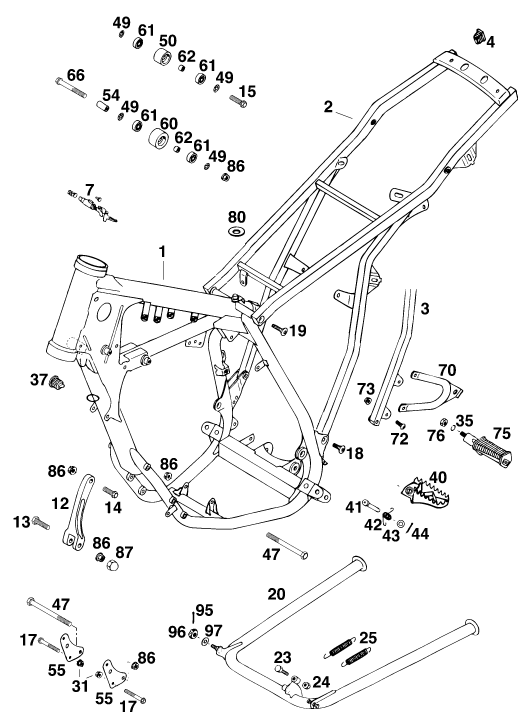 Sprängskiss: Frame – KTM 125 E-GS WP