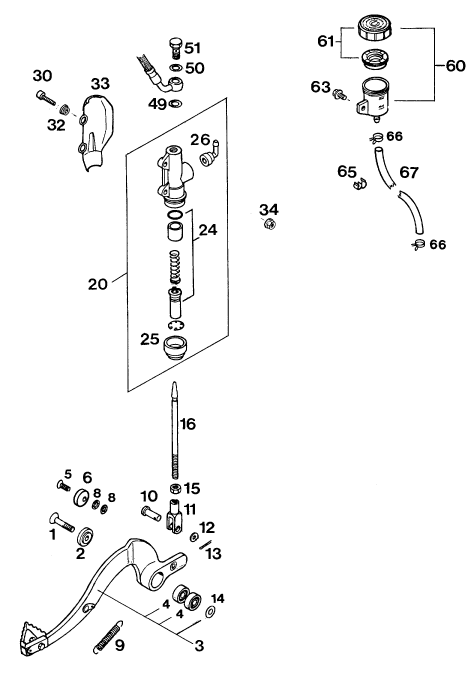 Sprängskiss: Rear Brake Control – KTM 125 E-GS