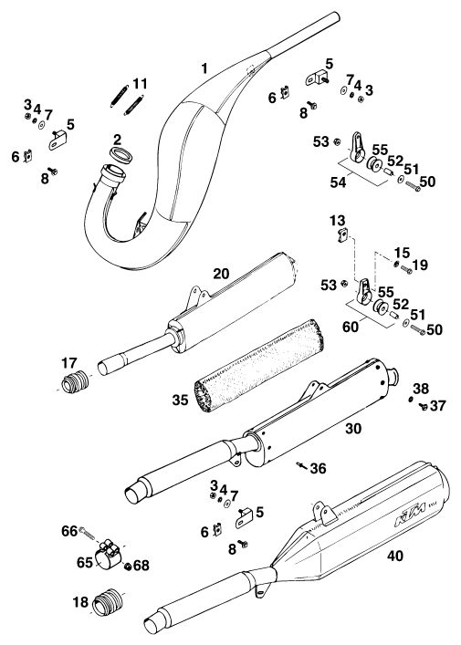 Sprängskiss: Exhaust System – KTM 125 E-GS WP