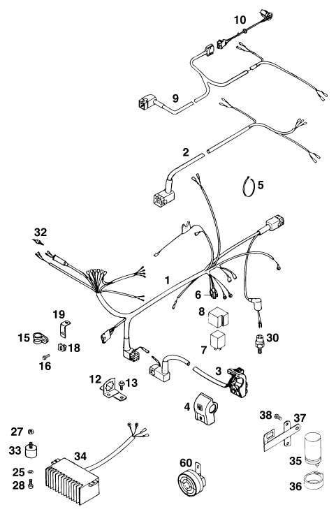 Sprängskiss: Wiring Harness – KTM 125 E-GS WP