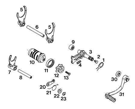 Sprängskiss: Shifting Mechanism – KTM 125 EXC M/Ö