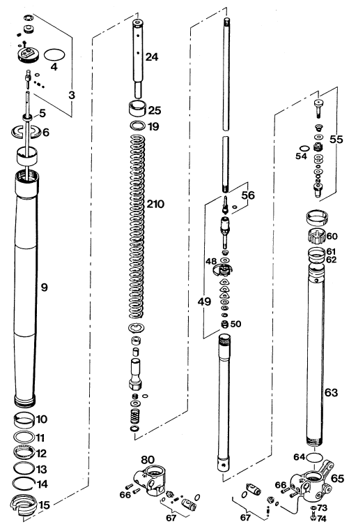 Sprängskiss: Front Fork Disassembled – KTM 250 E-XC