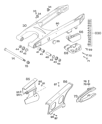 Sprängskiss: Swing Arm – KTM 250 E-XC