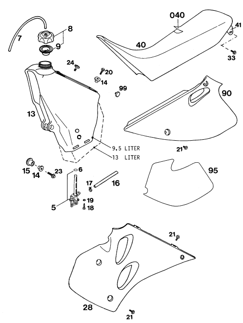 Sprängskiss: Tank, Seat – KTM 250 E-XC