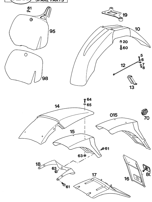 Sprängskiss: Mask, Fenders – KTM 250 E-XC