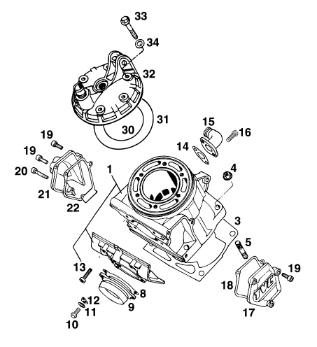 Sprängskiss: Cylinder – KTM 300 MXC 1994