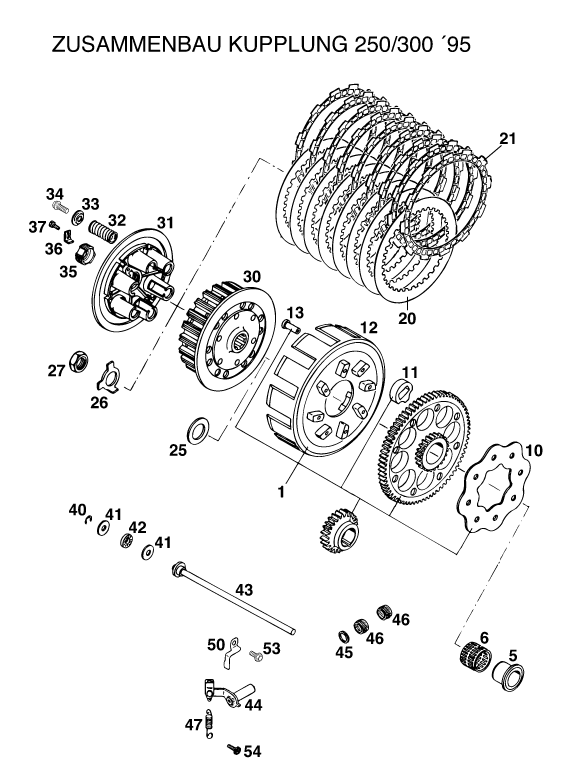 Sprängskiss: Clutch – KTM 300 MXC 1994