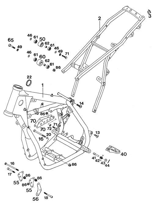 Sprängskiss: Frame – KTM 440 MXC '94