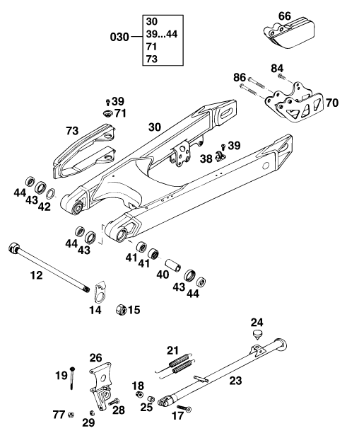 Sprängskiss: Swing Arm – KTM 440 MXC '94