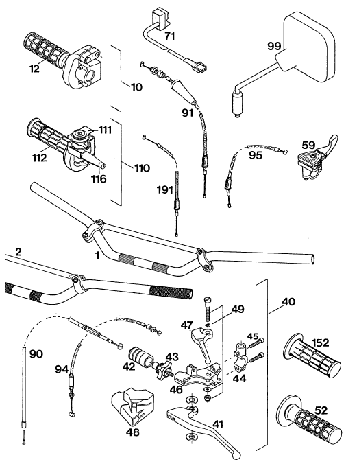 Sprängskiss: Handlebar, Controls – KTM 400 DUKE/ 20kW