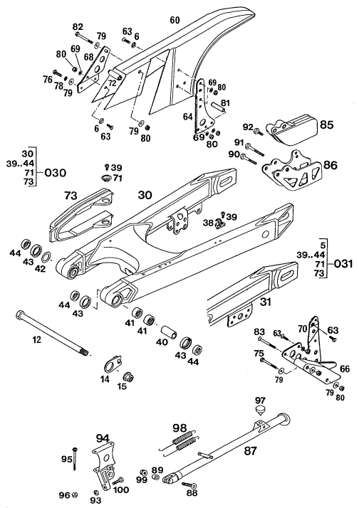 Sprängskiss: Swing Arm – KTM 400 DUKE/ 20kW
