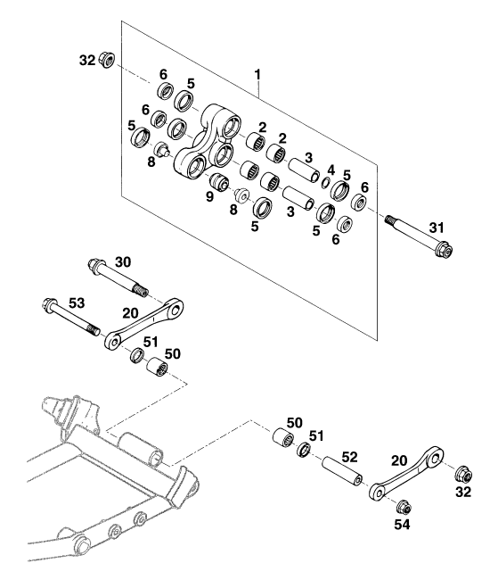 Sprängskiss: Pro Lever Linking – KTM 620 DUKE 37KW '94