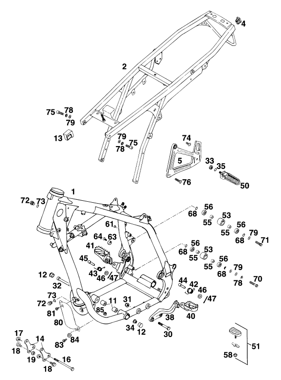 Sprängskiss: Frame – KTM 620 DUKE 37KW '94