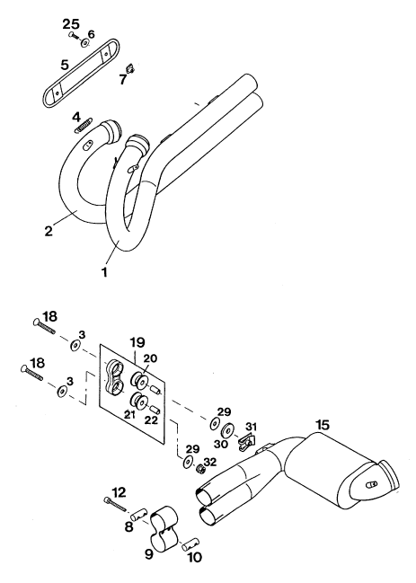 Sprängskiss: Exhaust System – KTM 620 DUKE 37KW '94
