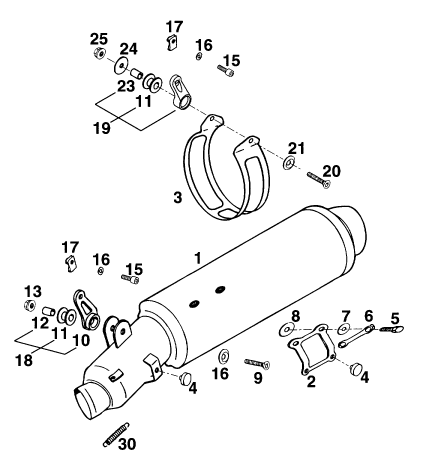 Sprängskiss: Main Silencer – KTM 620 DUKE 37KW '94