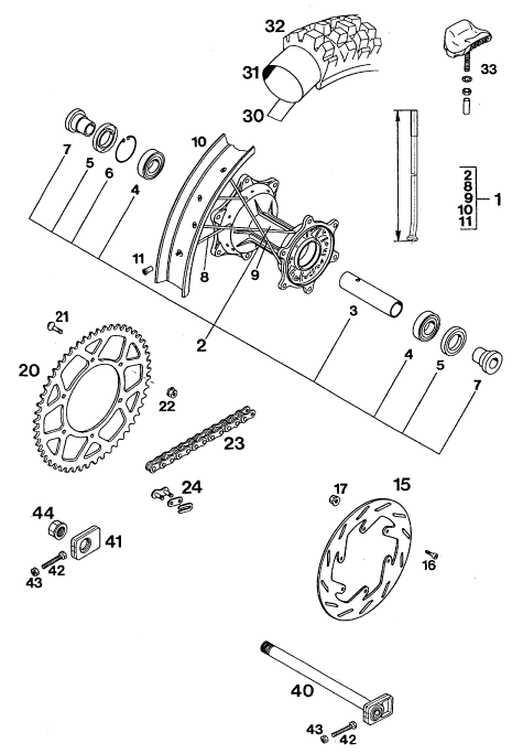 Sprängskiss: Rear Wheel – KTM 400 DUKE/ 20kW