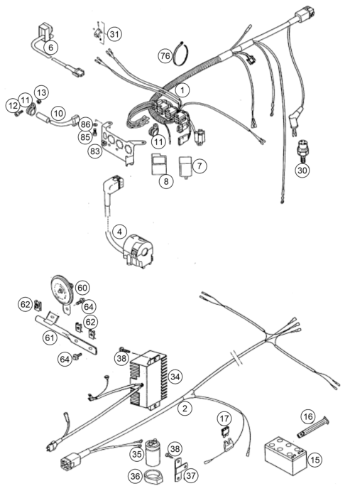 Sprängskiss: Wiring Harness – KTM 620 DUKE 37KW '94