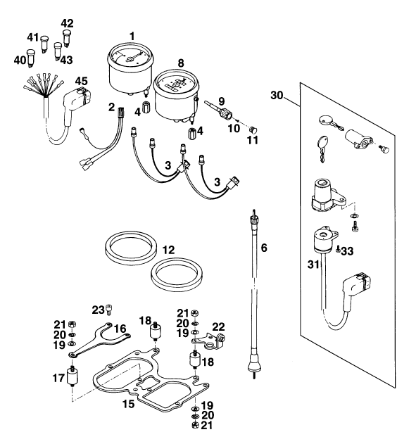 Sprängskiss: Instruments / Lock System – KTM 620 DUKE 37KW '94