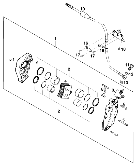 Sprängskiss: Front Brake Caliper – KTM 125 STING '98