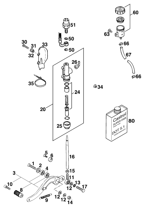 Sprängskiss: Rear Brake Control – KTM 620 DUKE 37KW