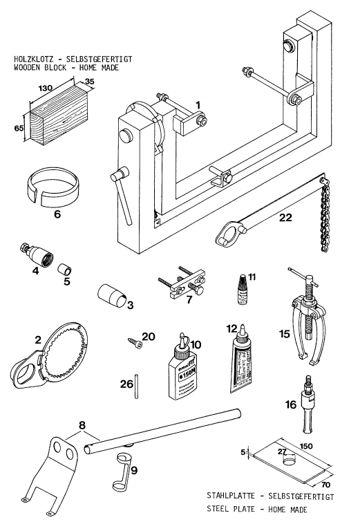 Sprängskiss: Special Tools (Engine) – KTM 620 RXC-E