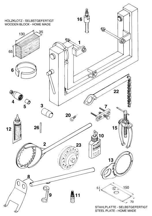 Sprängskiss: Special Tools (Engine) – KTM 400 DUKE/ 20kW