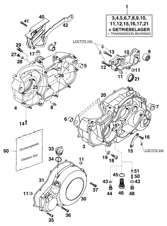 Sprängskiss: Engine Case – KTM 620 RXC-E