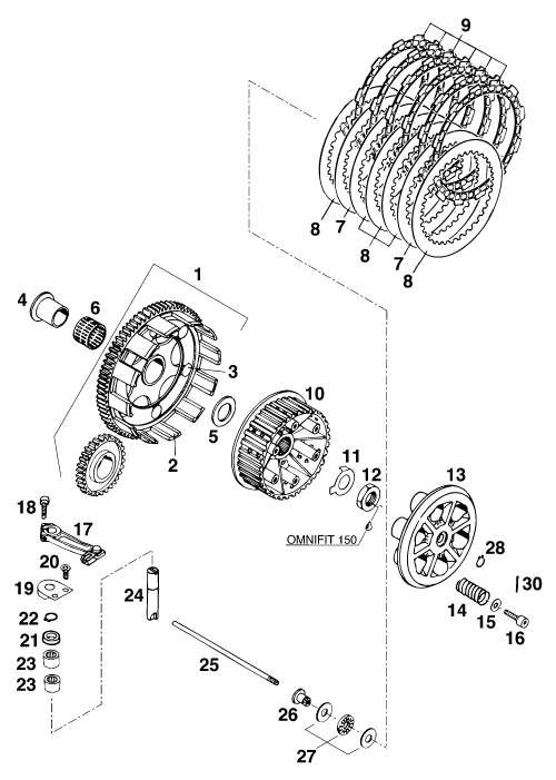 Sprängskiss: Clutch – KTM 620 RXC-E