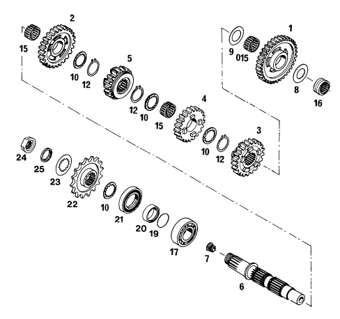 Sprängskiss: Transmission II - Countershaft – KTM 620 RXC-E