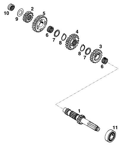 Sprängskiss: Transmission I - Main Shaft – KTM 620 EGS-E 35KW 11LT BLAU