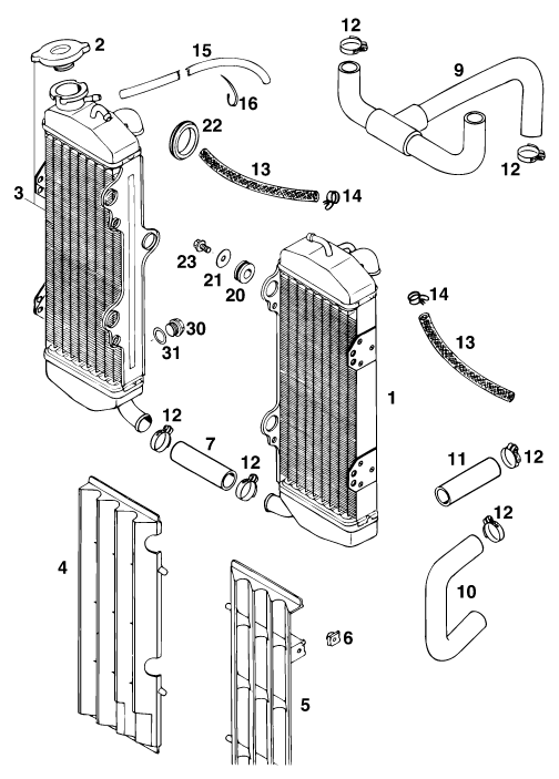 Sprängskiss: Cooling System – KTM 620 RXC-E