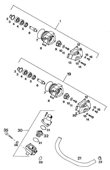 Sprängskiss: Water Pump – KTM 620 RXC-E