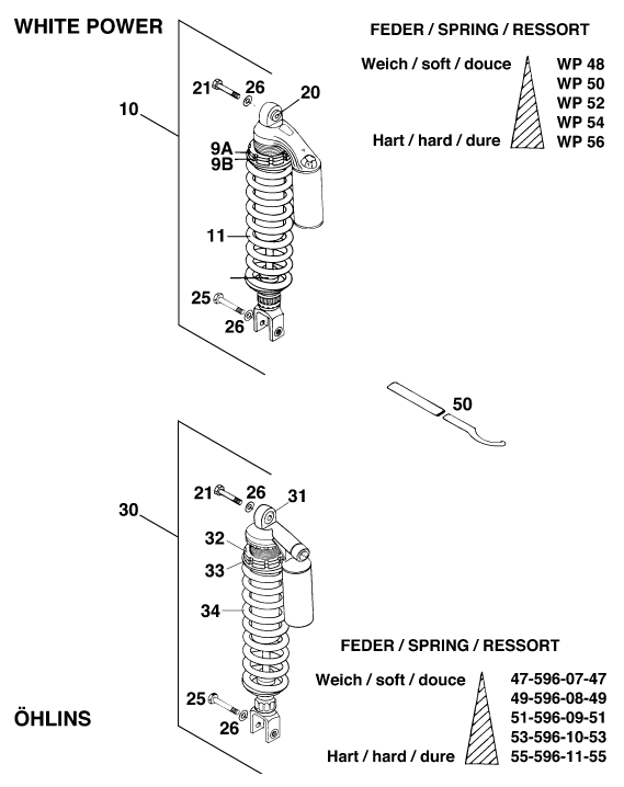 Sprängskiss: Shock Absorber – KTM 125 E-GS WP