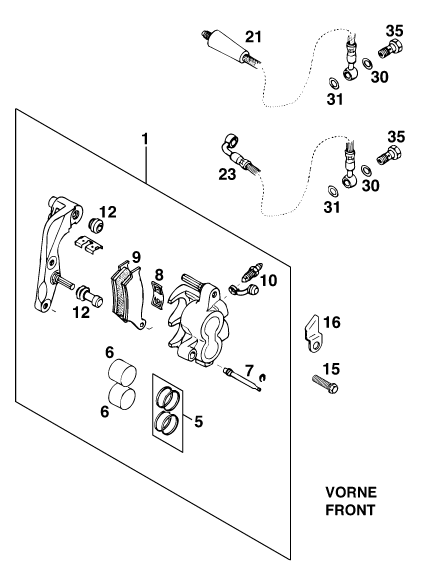 Sprängskiss: Front Brake Caliper – KTM 125 E-GS WP