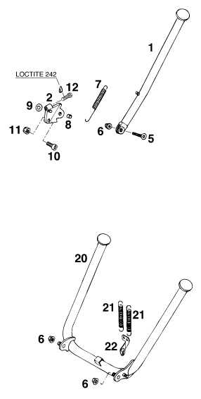 Sprängskiss: Side / Center Stand – KTM 250 EXC M/Ö 13lt