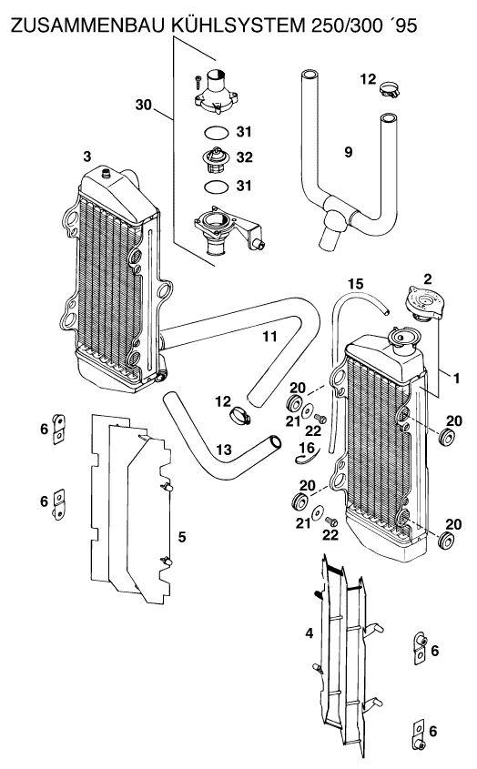 Sprängskiss: Cooling System – KTM 250 EXC M/Ö 13lt
