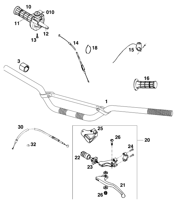 Sprängskiss: Handlebar, Controls – KTM 440 E-XC MARZ/ÖHL