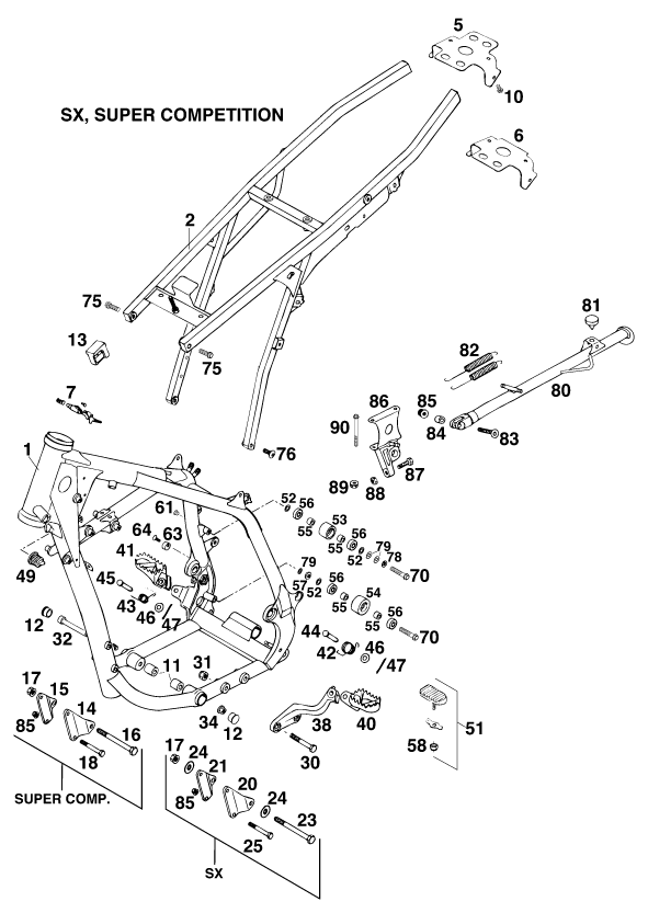Sprängskiss: Frame – KTM 400 SUPER-COMP WP/ 14kW