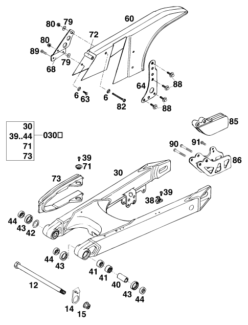 Sprängskiss: Swing Arm – KTM 400 SUPER-COMP WP/ 14kW