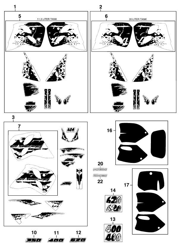 Sprängskiss: Decal – KTM 400 SUPER-COMP WP/ 14kW