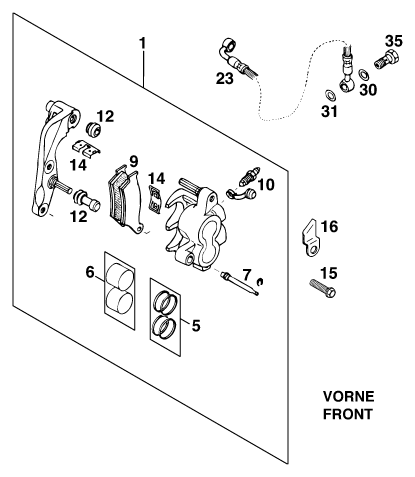 Sprängskiss: Front Brake Caliper – KTM 400 SUPER-COMP WP/ 14kW