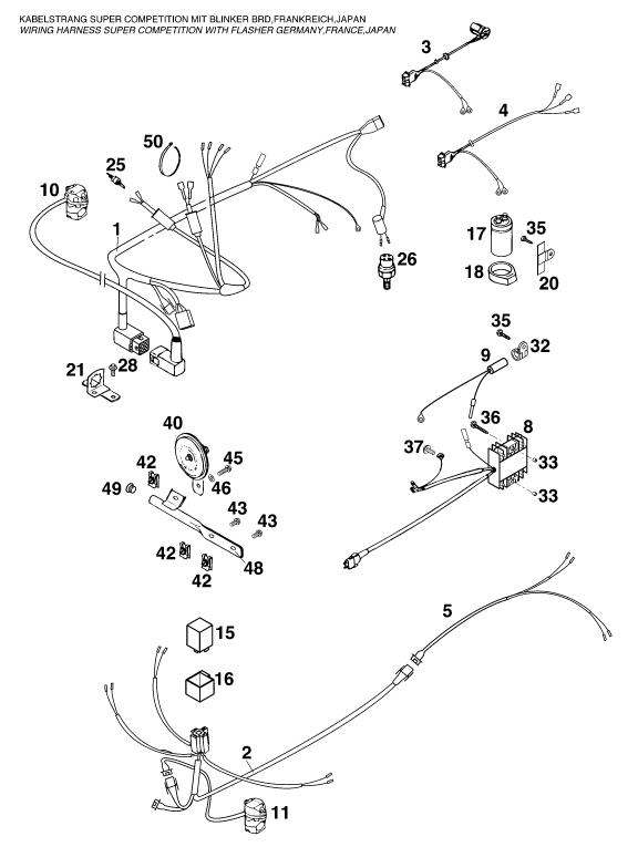 Sprängskiss: Wiring Harness – KTM 400 SUP-COMP WP 14KW