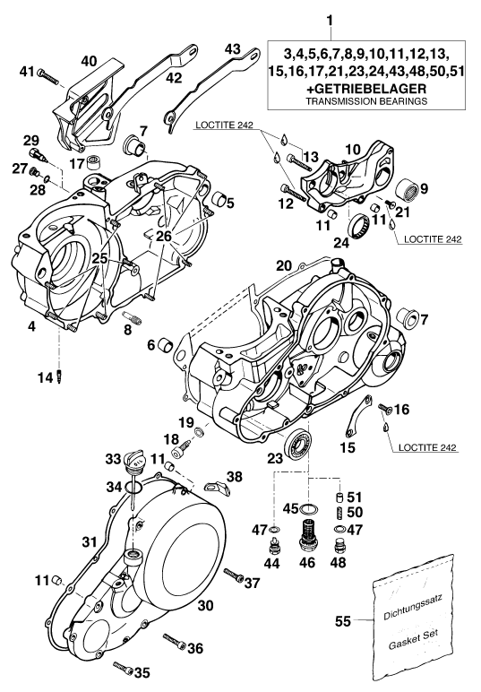 Sprängskiss: Engine Case – KTM 620 EGS WP 37KW 20LT VIOL '95