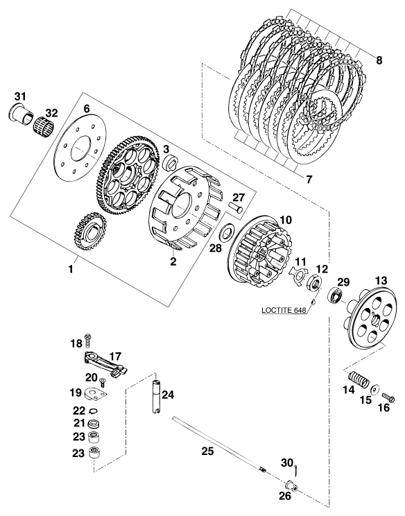 Sprängskiss: Clutch – KTM 620 EGS WP 37KW 20LT VIOL