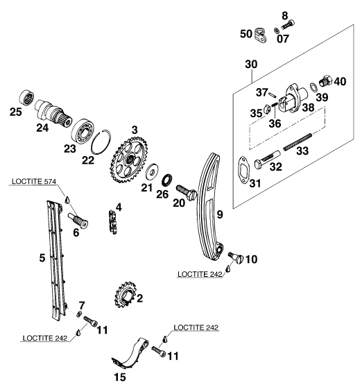 Sprängskiss: Timing Drive – KTM 620 SX WP